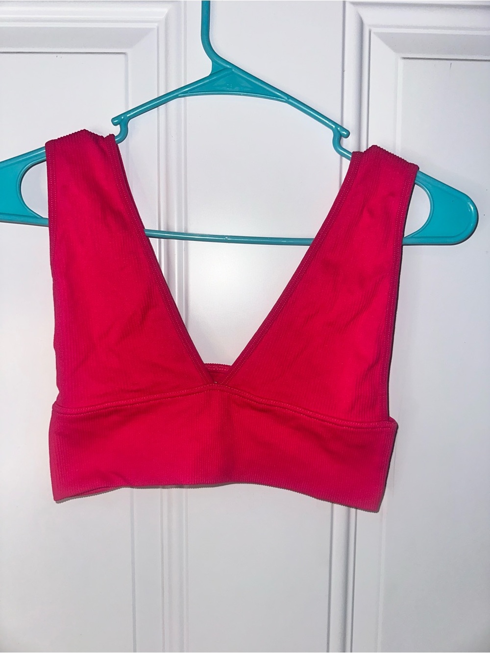 Women’s Ribbed V-Neck Tank Top in Hot Pink / 
Get both for one price!!!